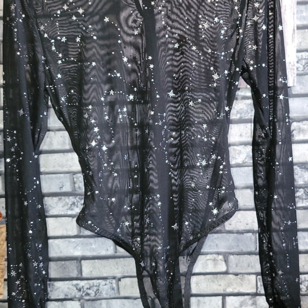 Sheer Black Star Bodysuit
